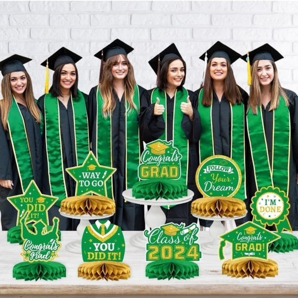 New 6 Pieces Graduation Party Decorations Class of 2025 Graduation Honeycomb Cen